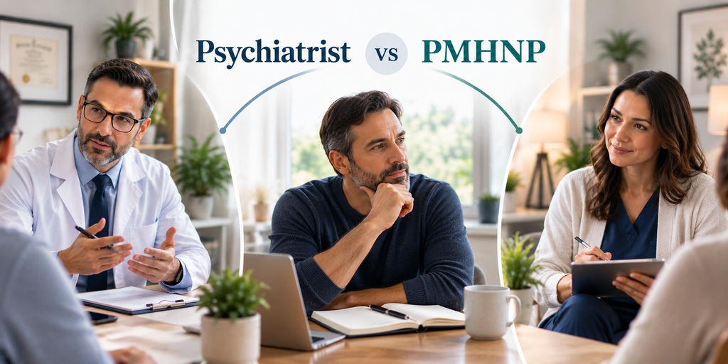 PMHNP vs psychiatrist comparison of training, prescribing, and treatment